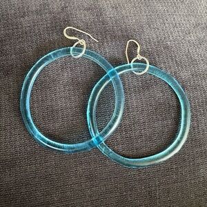 Smart Glass Aqua Blue Hoop Earrings - Women Jewelry